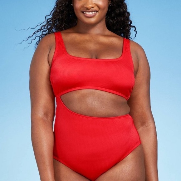 Kona Sol Textured Ribbed Side Cut Out Medium Coverage One Piece Swimsuit - Picture 15 of 16
